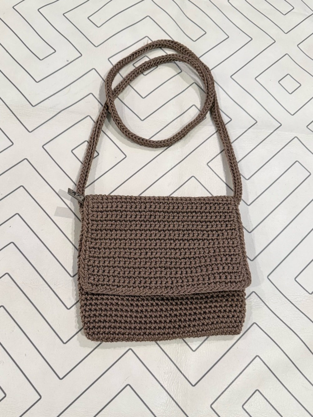 The Sak Taupe Woven Crossbody Purse